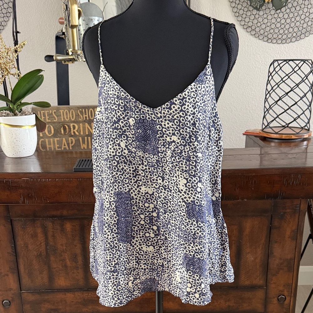 100% Silk Pepin Navy and Cream Camisole